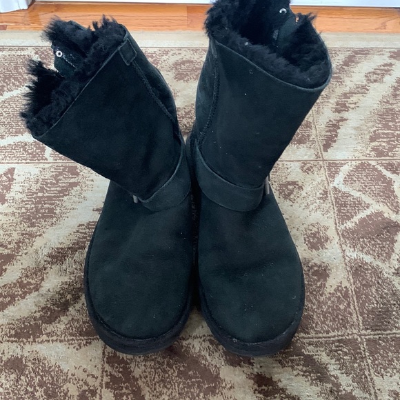Ugg Australia Black Sheepskin Glitter Boots Size 10 - Picture 1 of 16